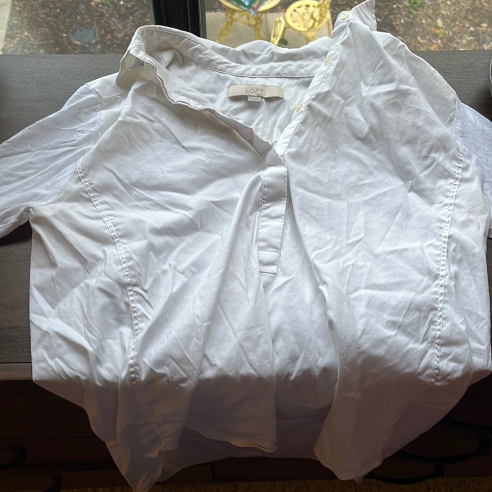 Button up, collared, white, winter shirt